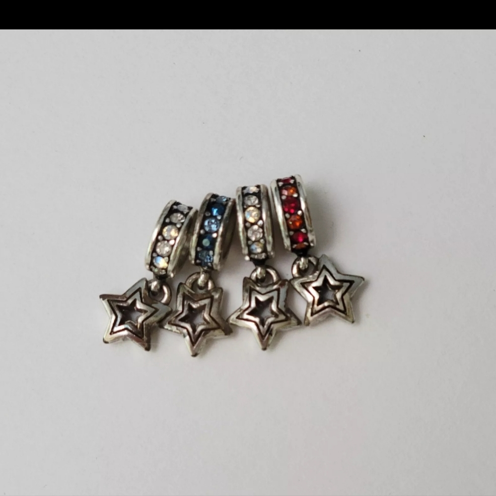 Brighton SHOOTING STAR Red Blue Clear Spacer Charm Bead - Set Of 4